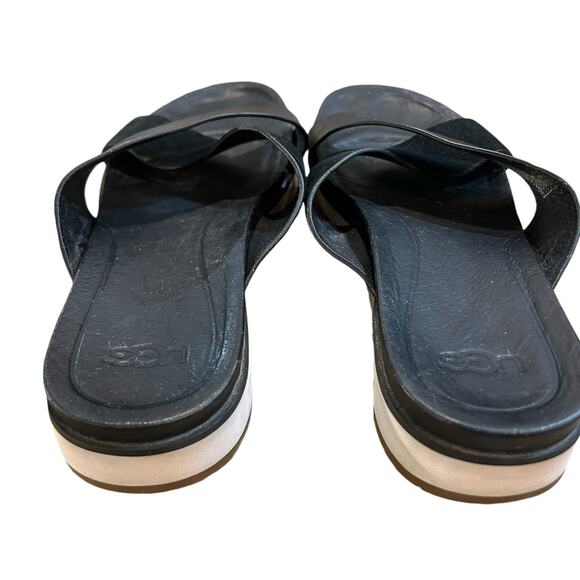 UGG Kari Sandals Womens Size 8 Black Leather Suede Leisure Summer‎ Vacation - Picture 7 of 11